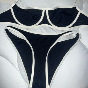 Monday swimwear ivory black medium bikini
